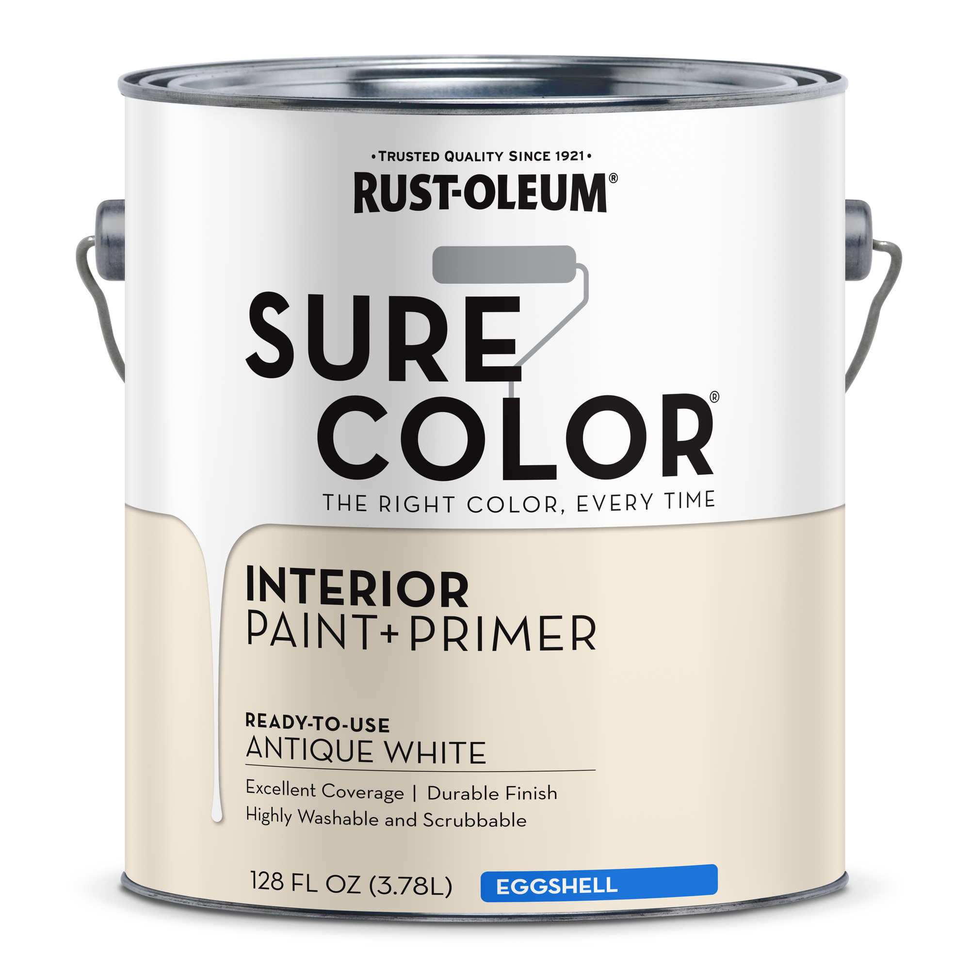 Rust-oleum, Interior Wall Paint, Antique White,Eggshell,1G,2PK, Container Size 1 Gallon, Color Antique White, Application Method Nap roller or brush, Model# 380221DS